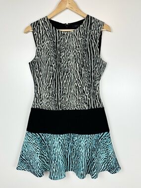 BCBGMAXAZRIA Lillian Animal Print Color Block Sleeveless Mini Dress